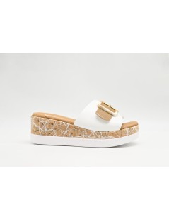 Susimoda Ciabatta Zeppa Sughero Monofascia Nappa Bianco