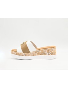 Susimoda Ciabatta Zeppa Sughero Monofascia Nappa Bianco