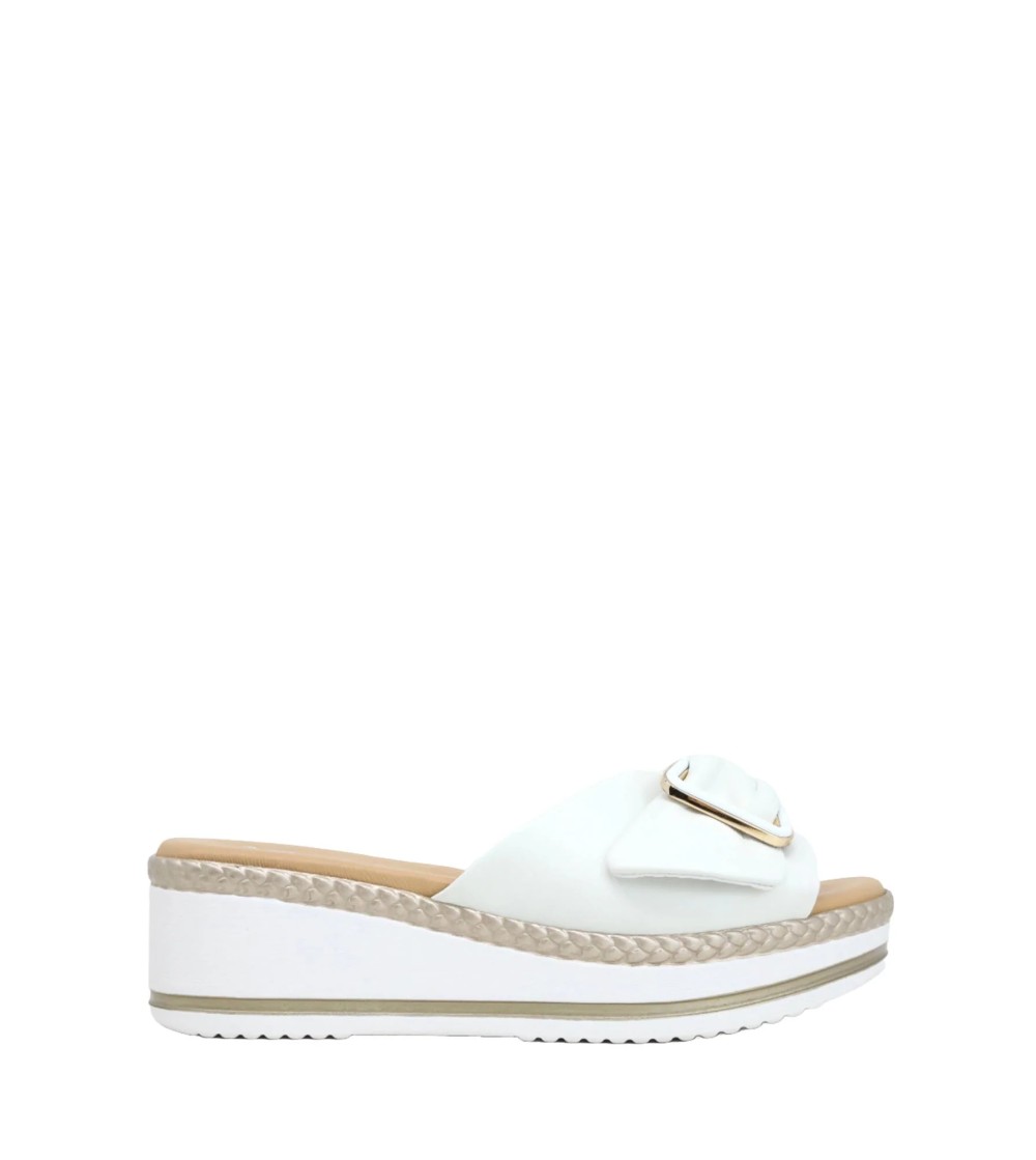 Susimoda Ciabatta Comfort Zeppa Fascia Regolabile Nappa Bianco