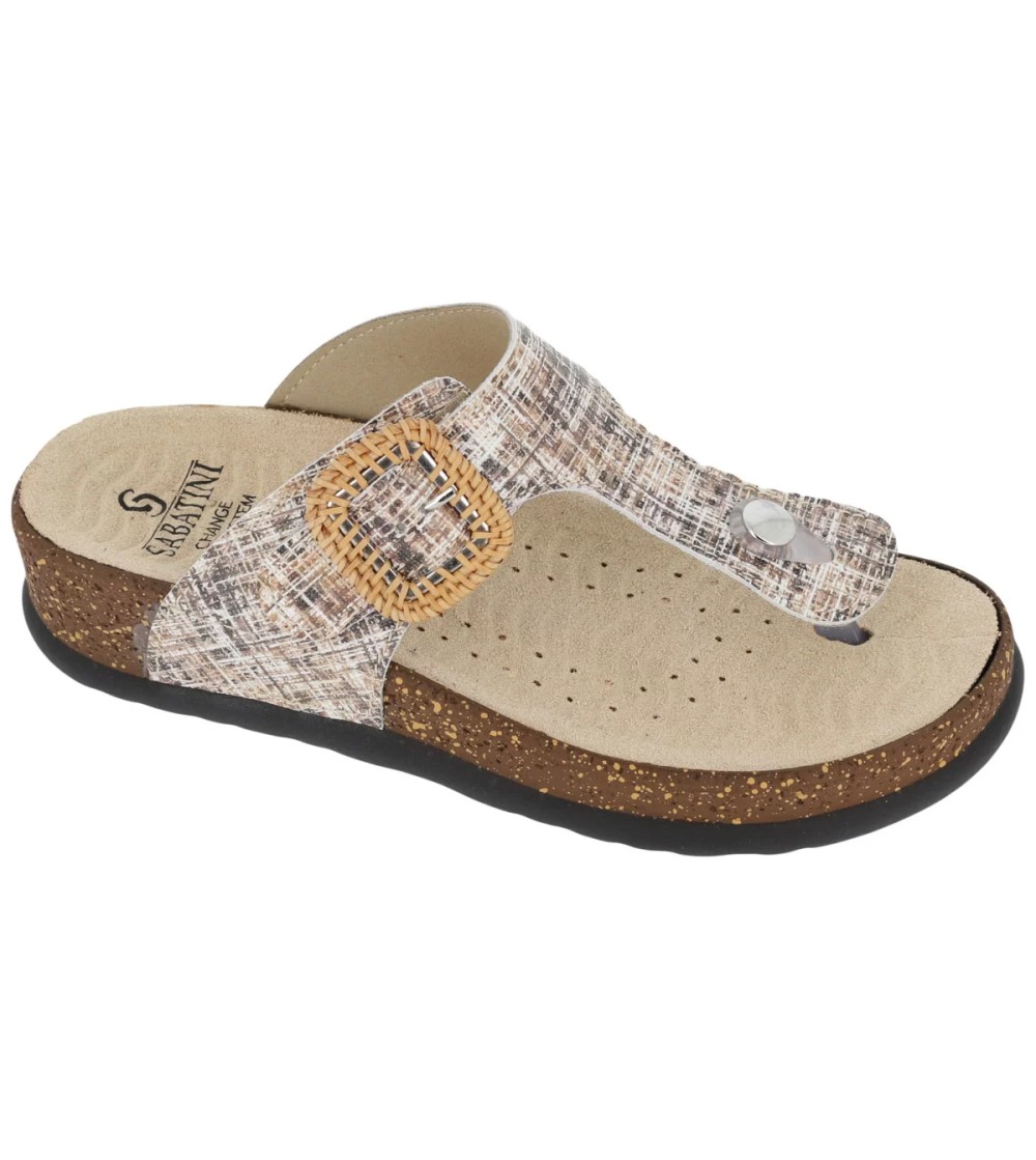 Sabatini Ciabatta Infradito Plantare Estraibile Tweed Caramel