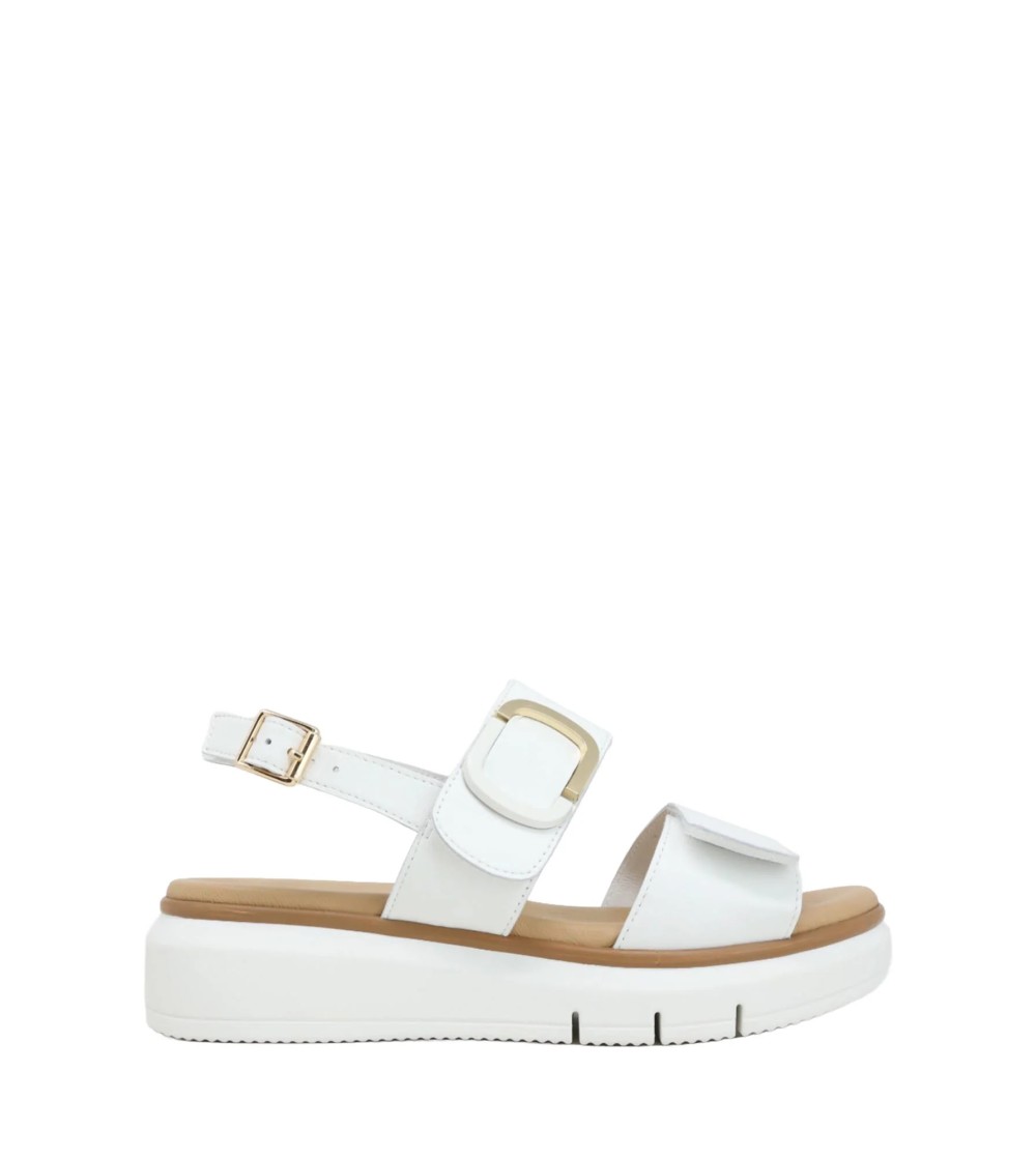 Susimoda Sandalo Zeppa 2 Fasce Velcro Fibbia Nappa Bianco