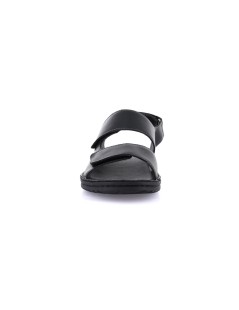 Grunland Sandalo Uomo Cucito 3 Velcro Tutto Pelle Nero