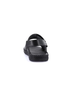 Grunland Sandalo Uomo Cucito 3 Velcro Tutto Pelle Nero