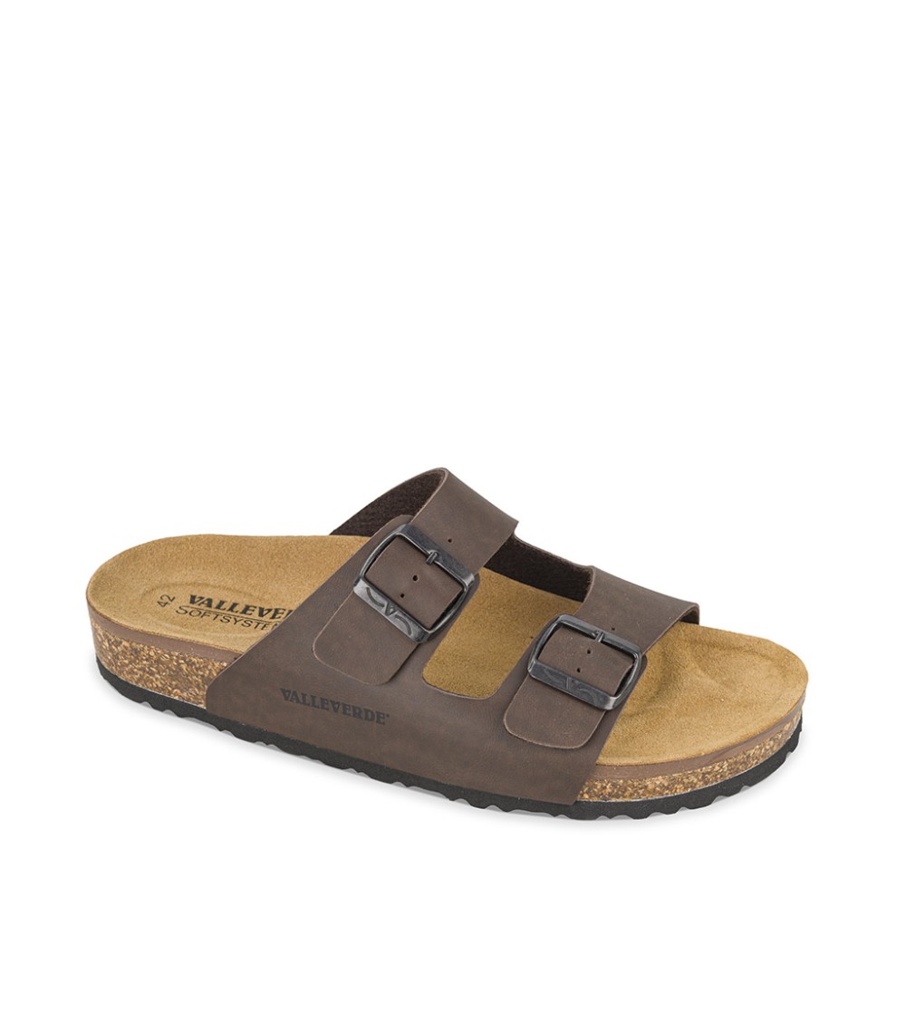 Valleverde Ciabatta Uomo Birk Biosoft Arizona 2 Fibbie Marrone