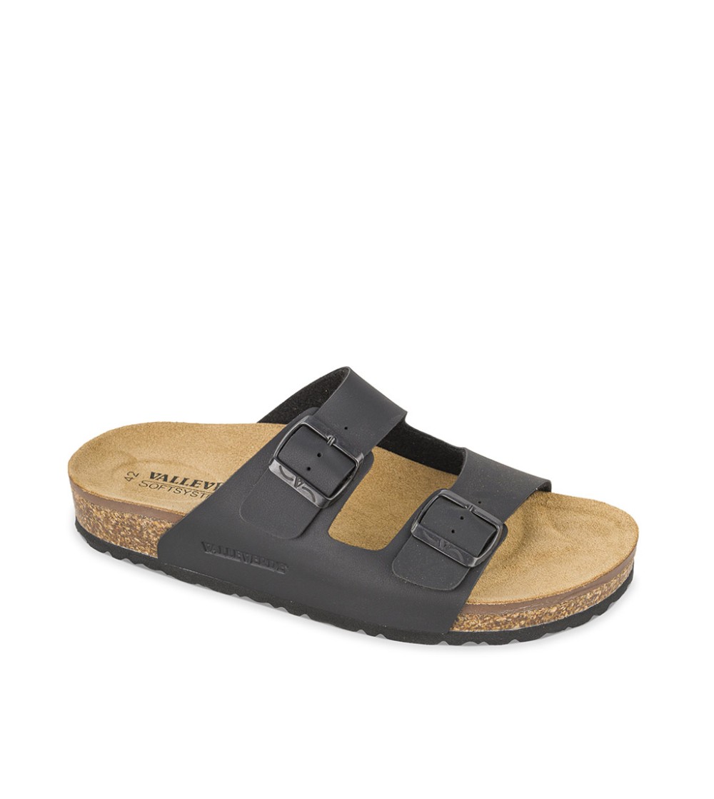 Valleverde Ciabatta Uomo Birk Biosoft Arizona 2 Fibbie Nero