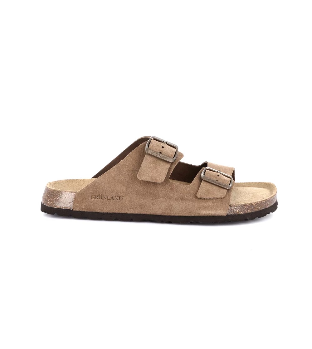 Grunland Ciabatta Uomo Arizona Bio Birk Camoscio Tortora