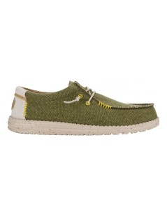 Hey Dude Slipon Uomo Wally Elastic Taglio Vivo Tessuto Oliva