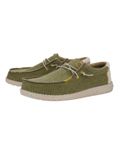 Hey Dude Slipon Uomo Wally Elastic Taglio Vivo Tessuto Oliva