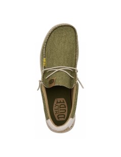 Hey Dude Slipon Uomo Wally Elastic Taglio Vivo Tessuto Oliva