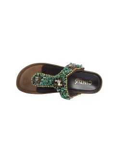 Cinzia Soft Ciabatta Infradito con Velcro Gioiello Strass Verde Multi