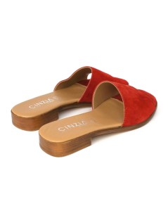 Cinzia Soft Ciabattina Tacco Basso Mono Fascia Camoscio Rosso