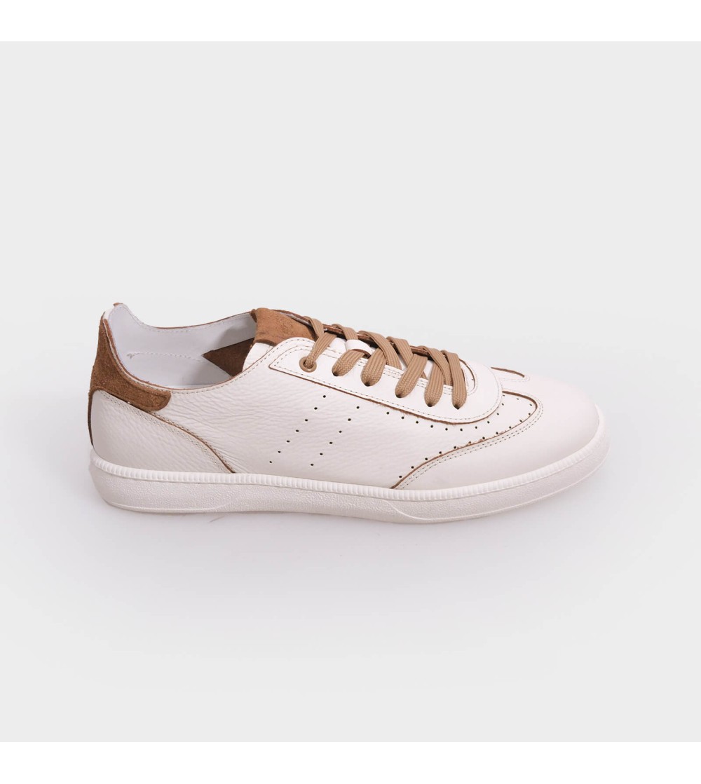 Kebo Sneakers Uomo Lagos Profilata Coda Rondine Nappa Beige Cuoio