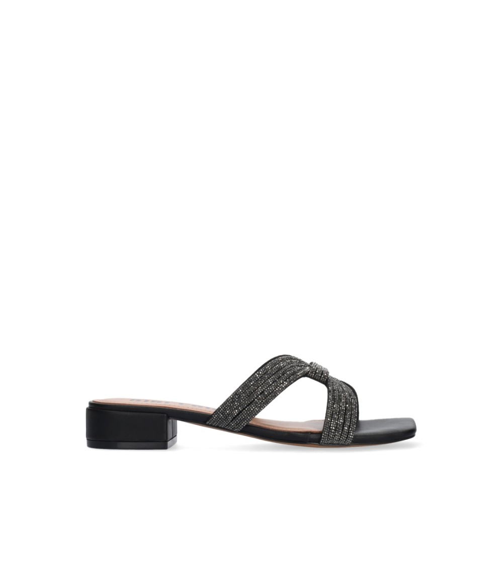 Bibi Lou Ciabattina Sloan Flat Monofascia H Strass Nero