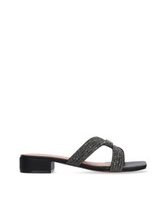 Bibi Lou Ciabattina Sloan Flat Monofascia H Strass Nero