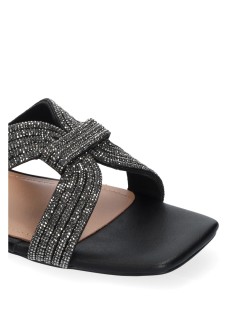 Bibi Lou Ciabattina Sloan Flat Monofascia H Strass Nero
