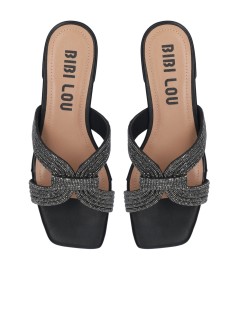 Bibi Lou Ciabattina Sloan Flat Monofascia H Strass Nero