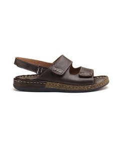 Walksan Sandalo Uomo Cucito 3 Velcro Nappa Caffè