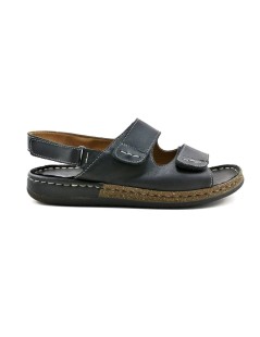 Walksan Sandalo Uomo Cucito 3 Velcro Nappa Nero