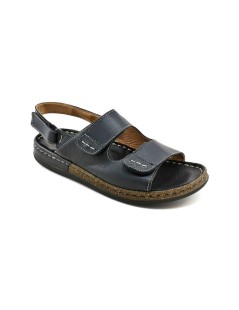 Walksan Sandalo Uomo Cucito 3 Velcro Nappa Nero