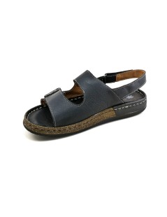 Walksan Sandalo Uomo Cucito 3 Velcro Nappa Nero