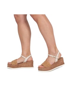 Gianmarco Sorelli Sandalo Jil Zeppa Media Camoscio Rafia Legno