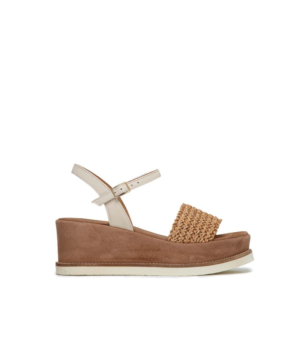 Gianmarco Sorelli Sandalo Jil Zeppa Media Camoscio Rafia Legno