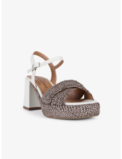 Gianmarco Sorelli Sandalo Livia Plateau Pelle Rafia Persico Bianco Moro