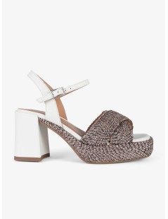 Gianmarco Sorelli Sandalo Livia Plateau Pelle Rafia Persico Bianco Moro