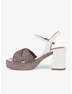 Gianmarco Sorelli Sandalo Livia Plateau Pelle Rafia Persico Bianco Moro