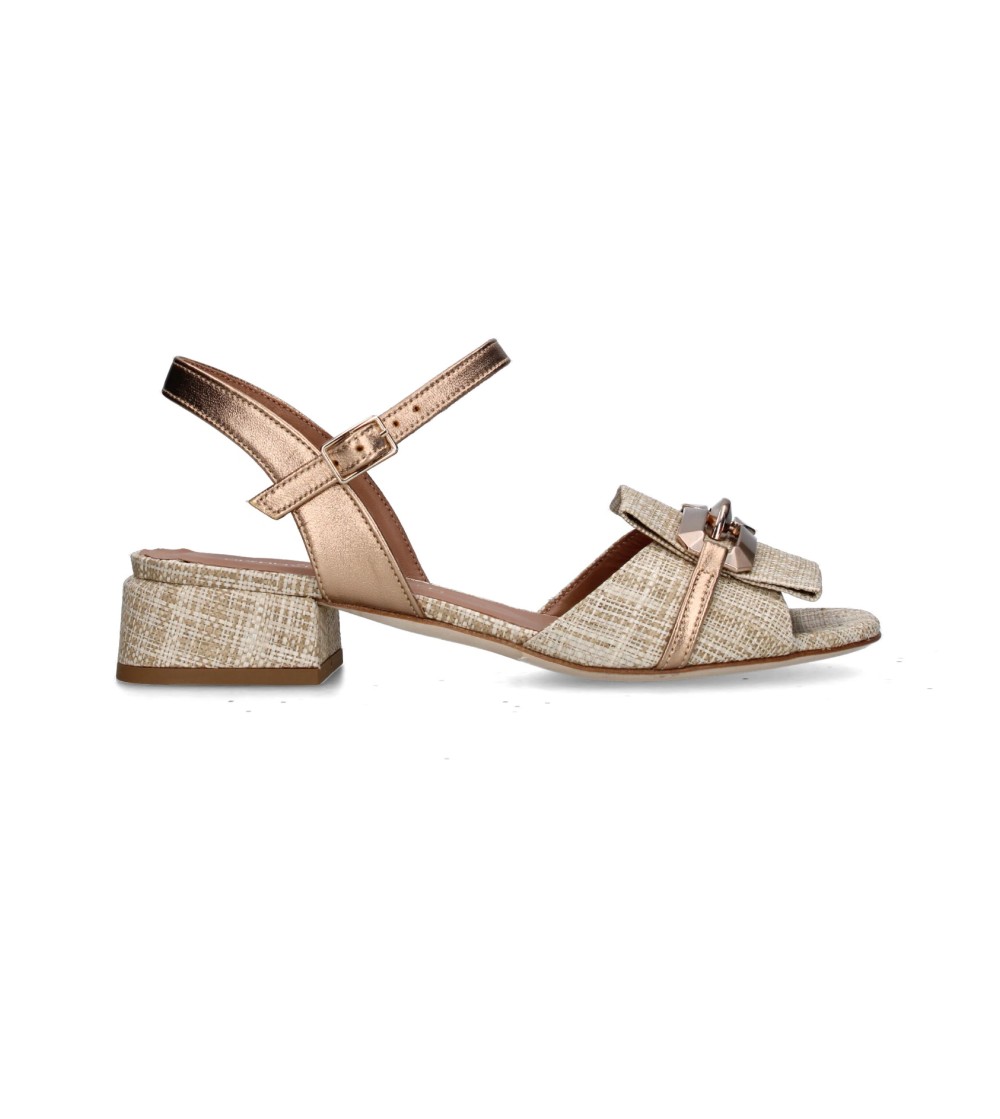 Gianmarco Sorelli Sandalo Basso Musa Fascia Rafia Naturale Rame