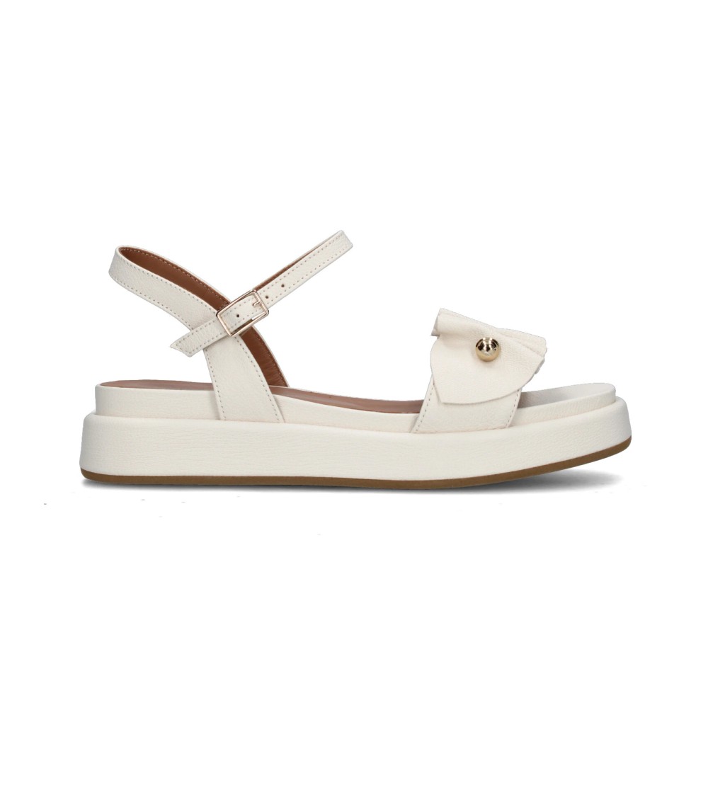 Gianmarco Sorelli Sandalo Ares Platform Rouche Morsetto Latte