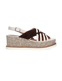 Gianmarco Sorelli Sandalo Jil Zeppa Profilata Fascette Camoscio Bianco Moro