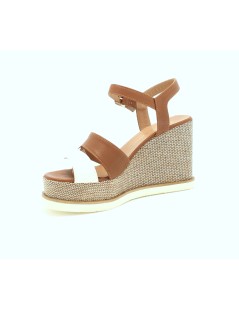 Gianmarco Sorelli Sandalo Zeppa Alta Braccialetto Pelle Bianco Cuoio