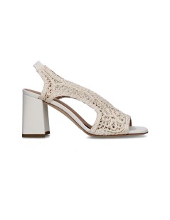 Gianmarco Sorelli Sandalo Ruby Alto Scollo V Tessuto Uncinetto Bianco