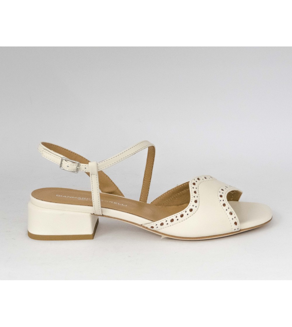 Gianmarco Sorelli Sandalo Musa Asimmetrico Nappa Latte