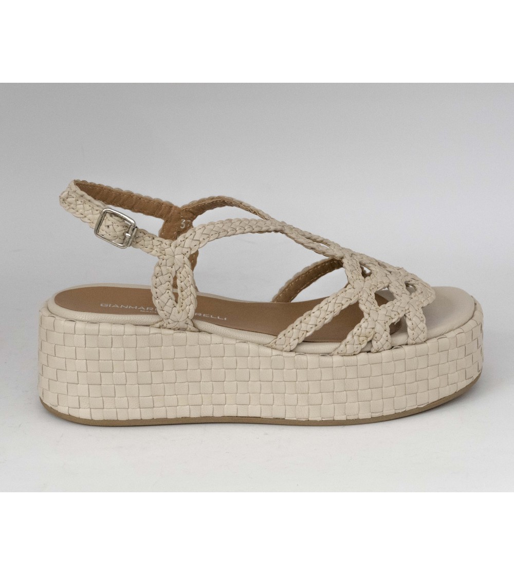 Gianmarco Sorelli Sandalo Platform Kira Zeppa Intrecciato Bone Avorio