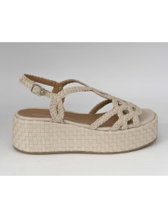 Gianmarco Sorelli Sandalo Platform Kira Zeppa Intrecciato Bone Avorio