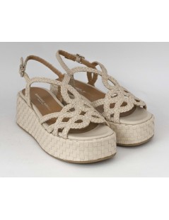 Gianmarco Sorelli Sandalo Platform Kira Zeppa Intrecciato Bone Avorio