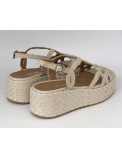 Gianmarco Sorelli Sandalo Platform Kira Zeppa Intrecciato Bone Avorio