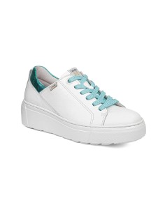 Callaghan Sneakers Moon Line Platform Dettagli Cielo Pelle Bianco Blu