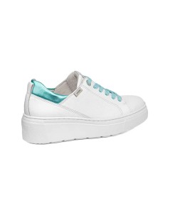 Callaghan Sneakers Moon Line Platform Dettagli Cielo Pelle Bianco Blu