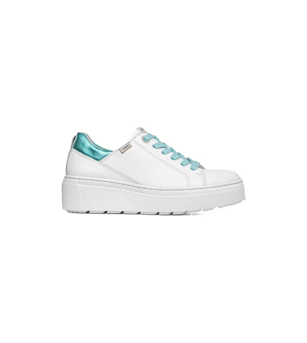 Callaghan Sneakers Moon Line Platform Dettagli Cielo Pelle Bianco Blu