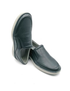 Valleverde Mocassino Slipon Fondo Medio Pelle Microtraforata Blu