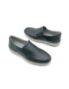 Valleverde Mocassino Slipon Fondo Medio Pelle Microtraforata Blu