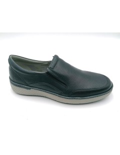 Valleverde Mocassino Slipon Fondo Medio Pelle Microtraforata Blu