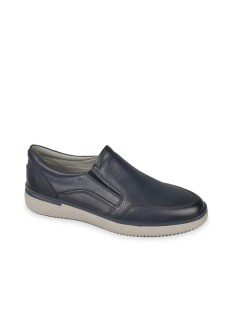 Valleverde Mocassino Slipon Fondo Medio Pelle Microtraforata Blu
