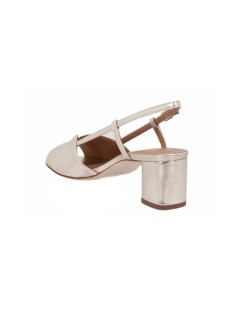 Lazzari Felici Sandalo Tacco Medio Fasce a Farfalla Laminato Platino