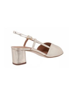 Lazzari Felici Sandalo Tacco Medio Fasce a Farfalla Laminato Platino