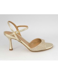 Chantal Sandalo Elegante Stiletto Strass Laminato Platino