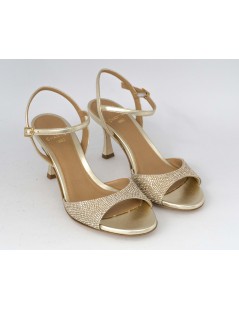 Chantal Sandalo Elegante Stiletto Strass Laminato Platino